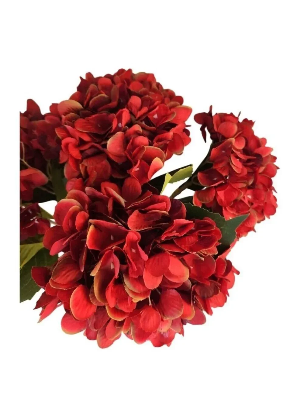 Red Artificial Hydrangea Stem Silk Flower Deep Red Faux Floral Wedding Decor